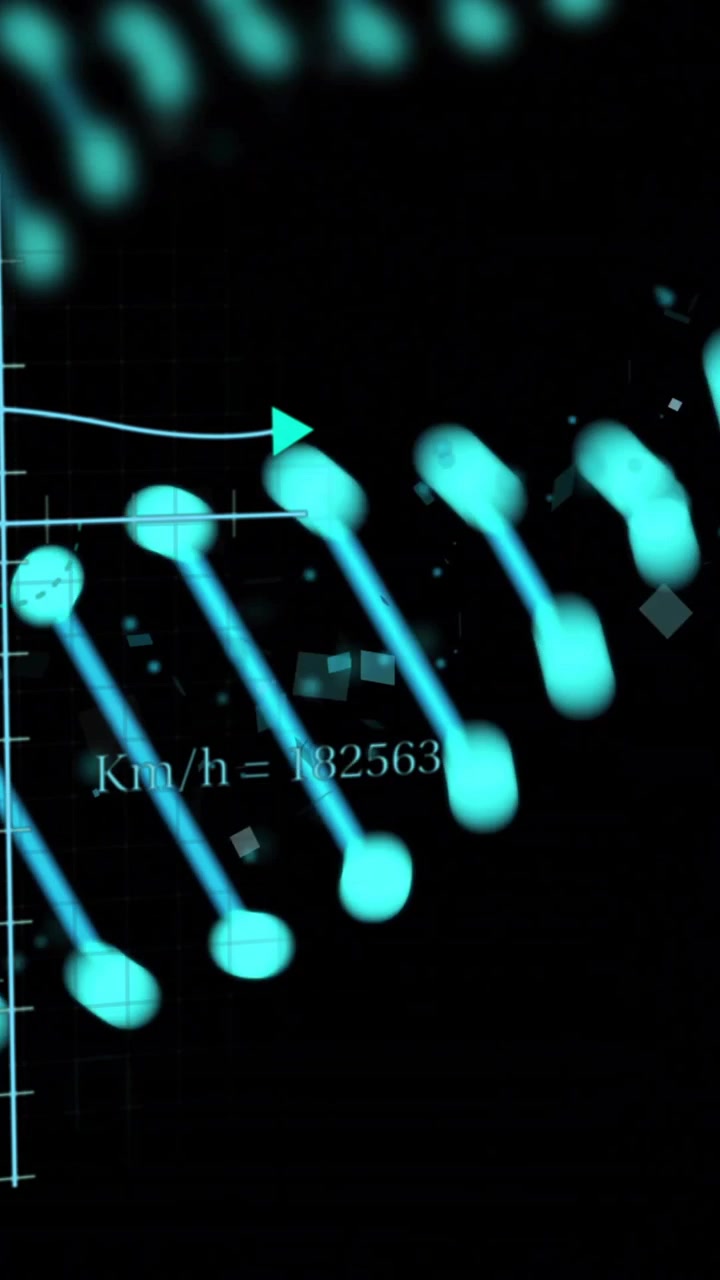 Filamento di DNA e formule matematiche, animazione di elaborazione dati scientifici