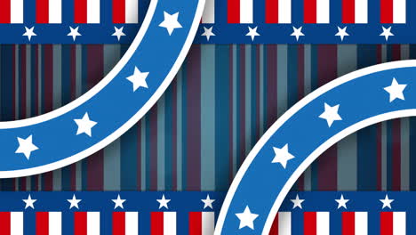 patriotic stars and stripes animation over red, white, and blue background