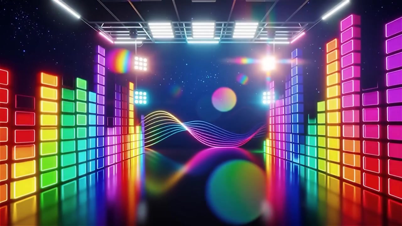 Futuristic Rainbow Neon Music Equalizer Visualizer Background | Premium ...