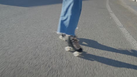 woman roller skating on the street