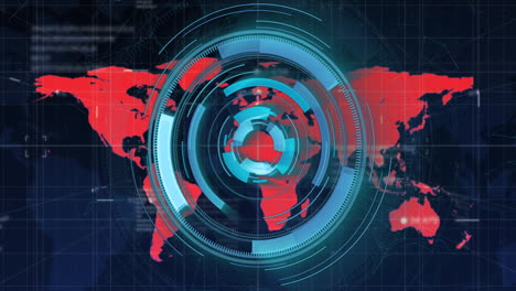 animation of scope scanning and digital data processing over world map