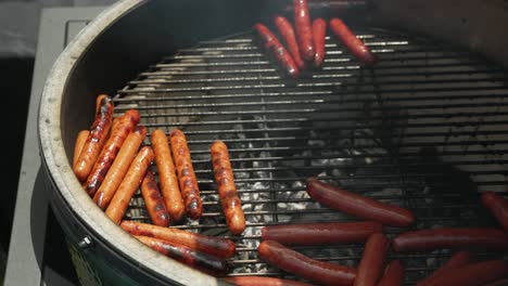 Hot-dogs-on-grill-in-smoker