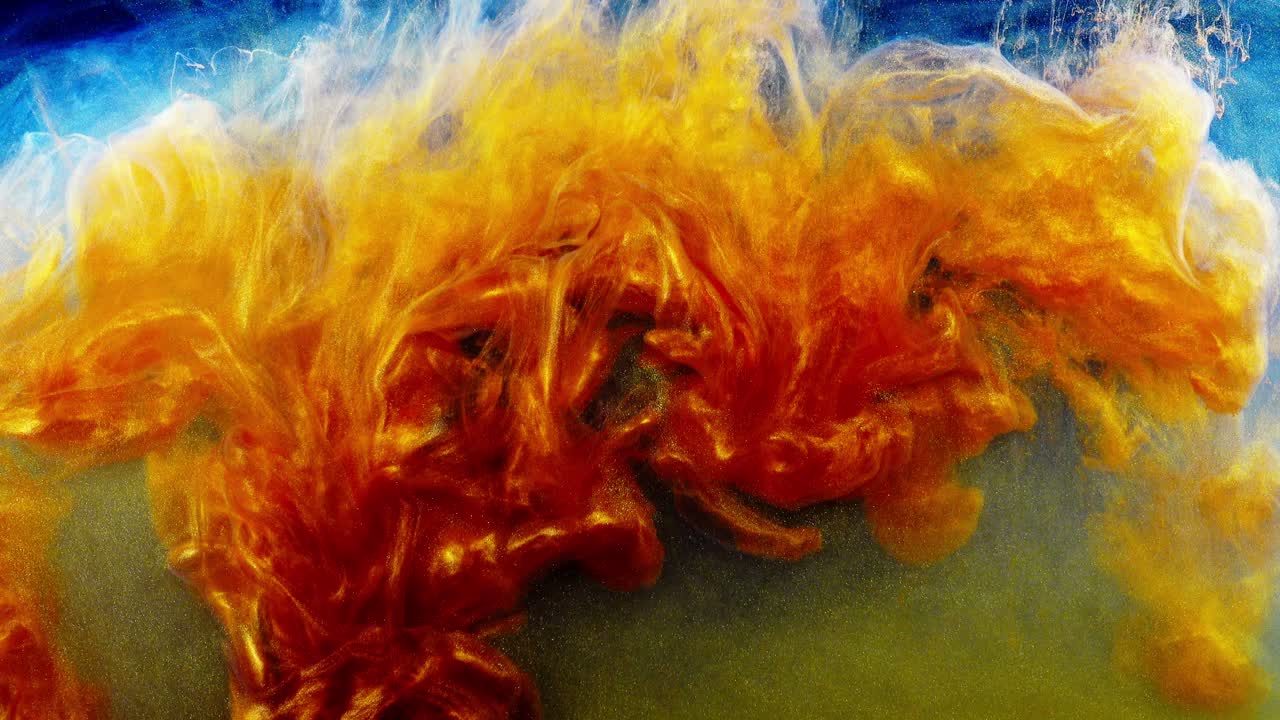 Abstracte vormen. Opnamen op een zwarte achtergrond. Mengen van verf.