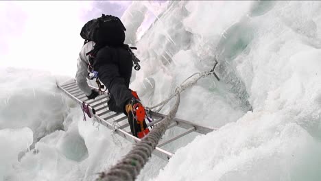 Climber-descends-ladder