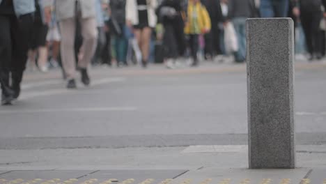 Pedestrians Crossing Busy City Street