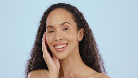 Gesicht,-Schönheit-Und-Hautpflege-Mit-Einer-Glücklichen-Schwarzen-Frau