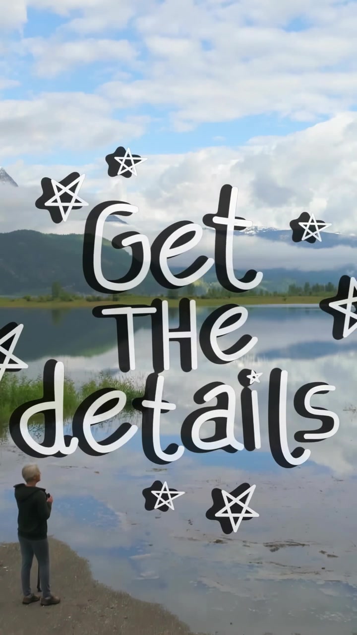 Vertical video: Woman walking shore raising phone shooting lake for travel, overlay obscuring view