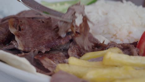 turkish doner kebab with rice and fries