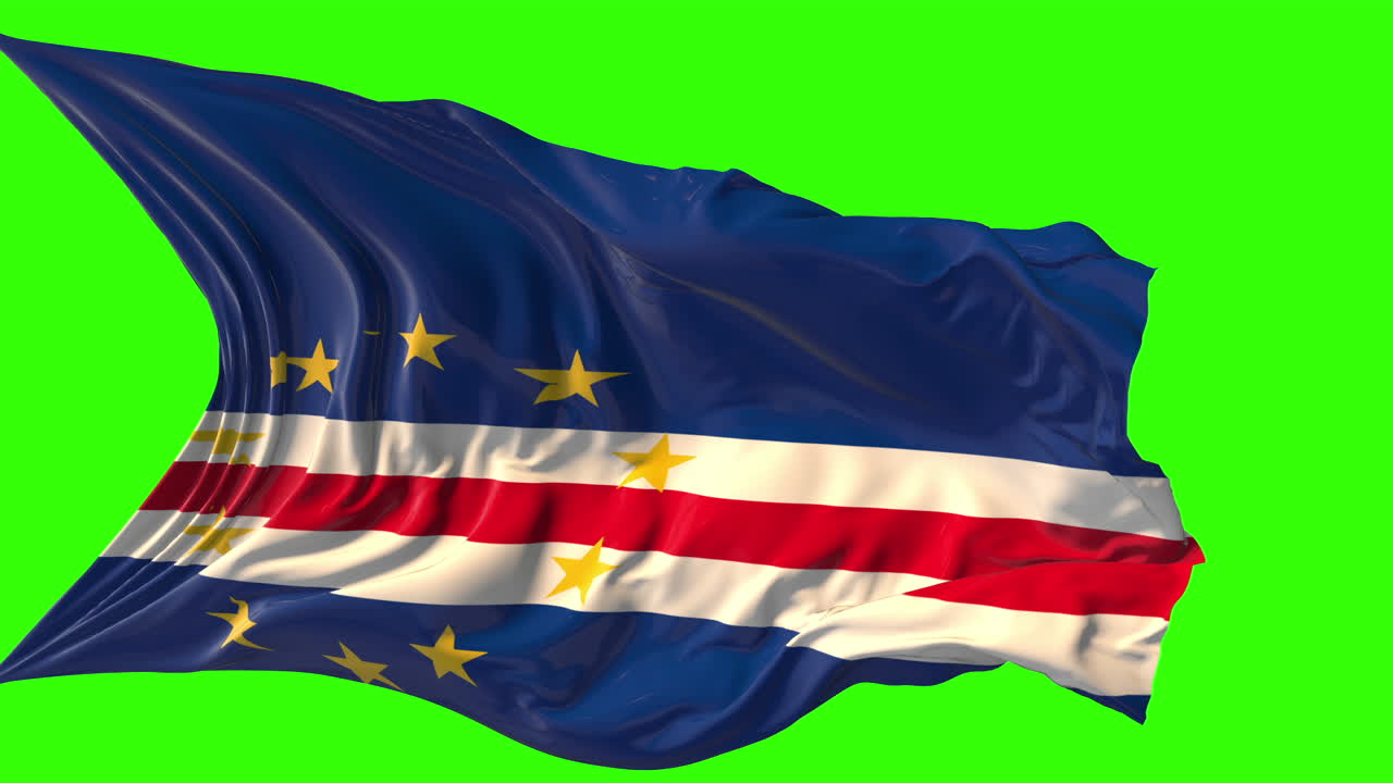 Waving Flag of Cape Verde on a Green Screen