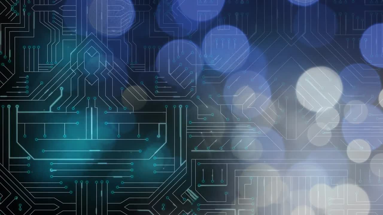 검은 바탕에 밝은 반점이 있는 연결 네트워크의 애니메이션