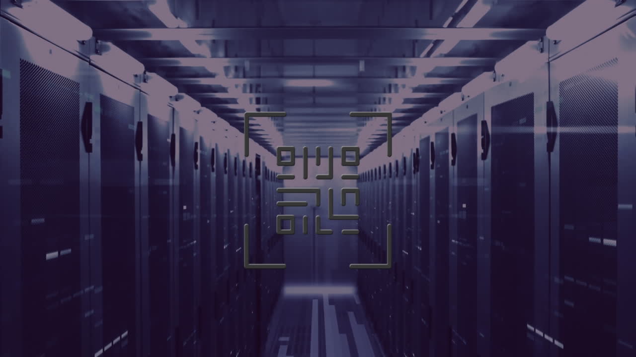 Animation of qr code and data processing over computer servers