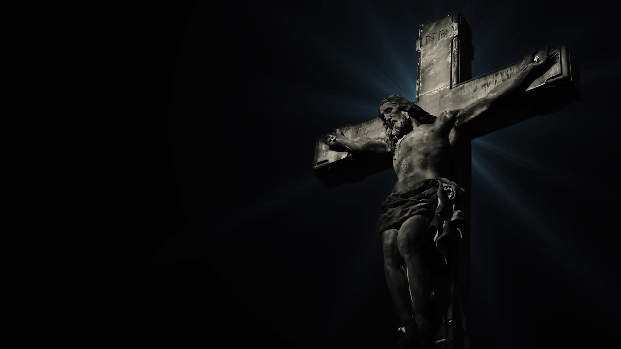 4k Jesus Crucified On Dark Or Black Background Free Stock Video Footage  Download Clips