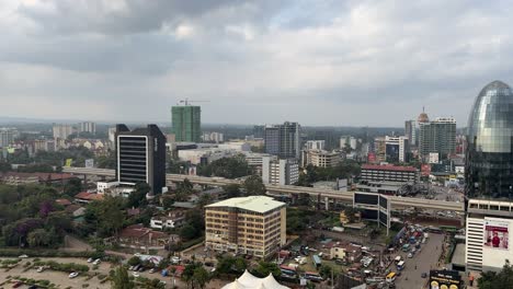 cityscape view with buildings, roads, and sky