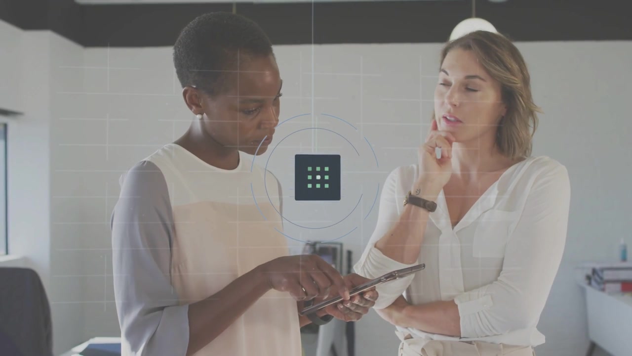 Right peer pointing, starting tablet tapping; left scrolling, UI grid rings evolving for business