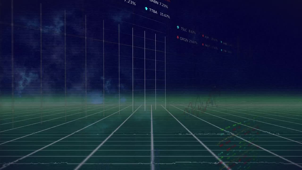 Animation of data processing on blue background