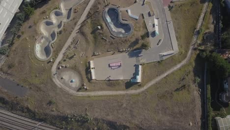 vertical drone shot of the skatepark parque das geraã§ãµes in cascais portugal