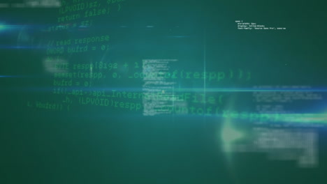 animación de la red de conexiones y procesamiento de datos contra fondo verde