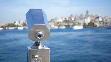 tourist telescope overlooking istanbul