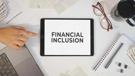 financial inclusion displaying on a tablet screen