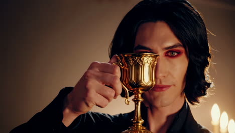 person holding golden cup