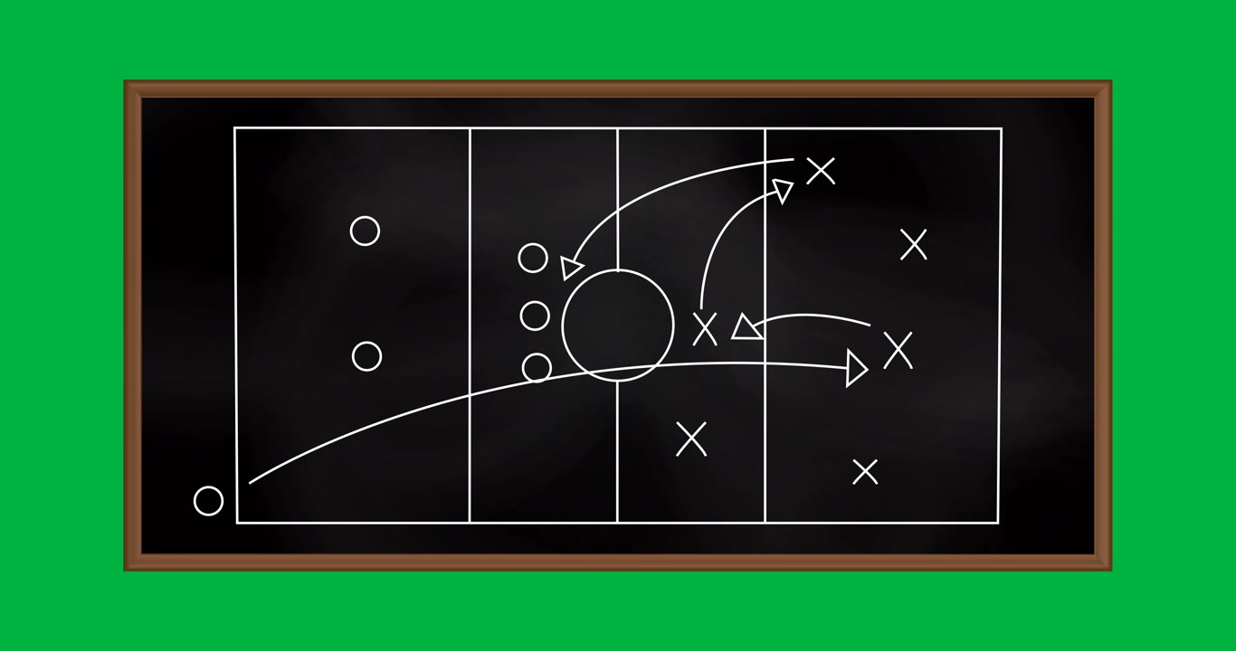 Animation of game plan on blackboard