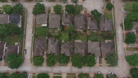 Vista-Aérea-De-Casas-Acomodadas-En-Houston,-Texas