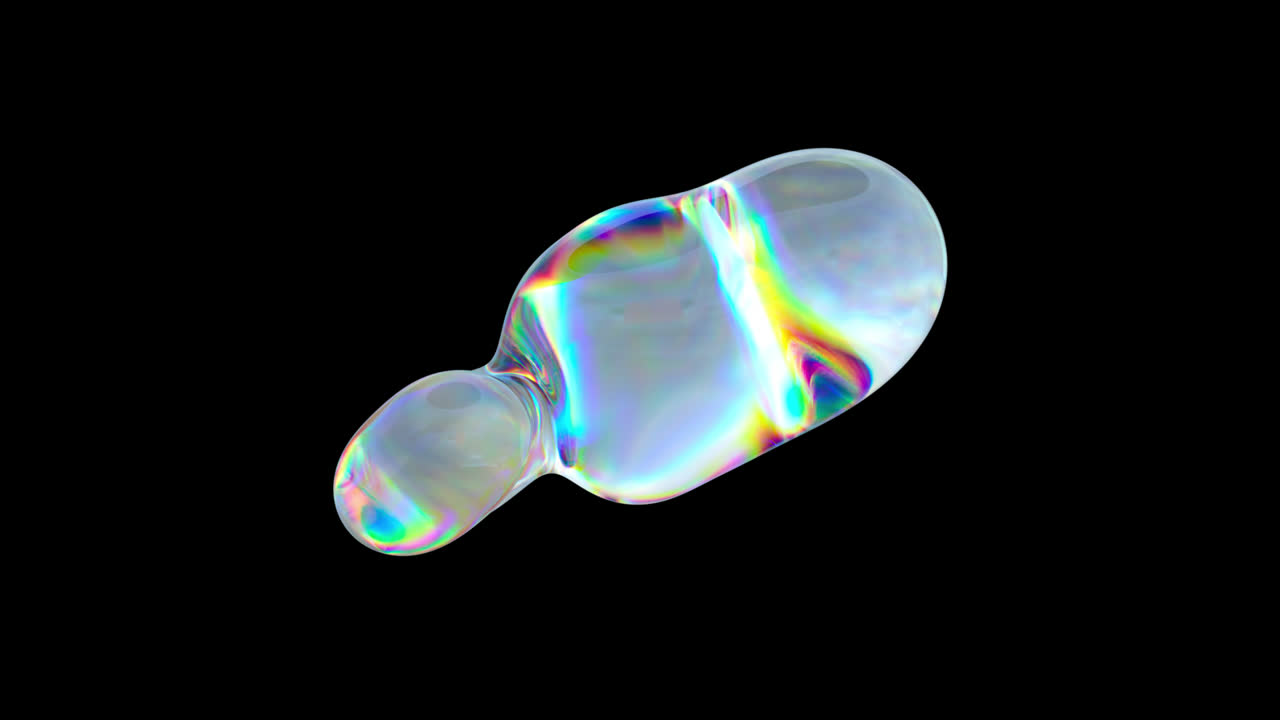 Abstract Iridescent Fluid Blob Morphing on Black Background