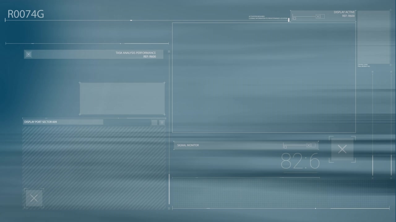 Animation of data processing over blurred background