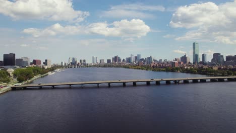 Beautiful-Aerial-Shot-Of-Downtown-Boston,-Massachusetts