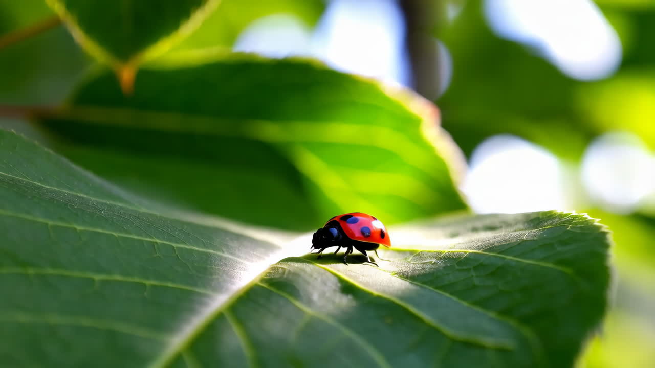 녹색 잎에 무당 벌레
