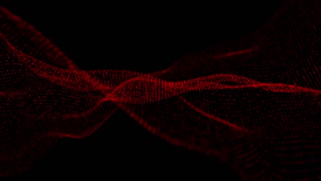 4k, data movements of dust particles floating in infinity, seamless loop. technology digital wave background concept.beautiful motion waving dots texture with glowing defocused particles. cyber or technology background. red color