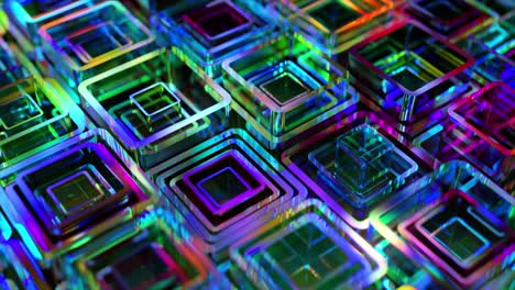 abstract geometric pattern of interlocking colored squares