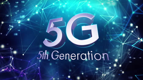 animación de texto 5g sobre una red de conexiones sobre fondo negro
