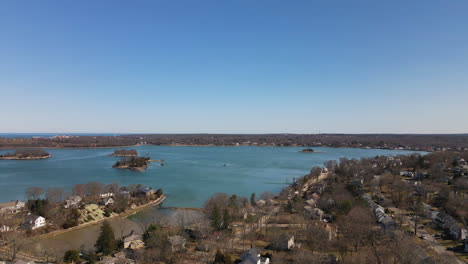 drone footage of hingham harbor and crow point, ma