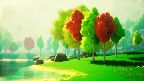 paisaje forestal estilizado mágico