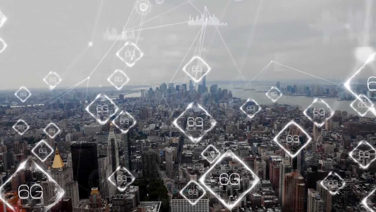 풍경 위에 6g 텍스트 네트워크의 애니메이션