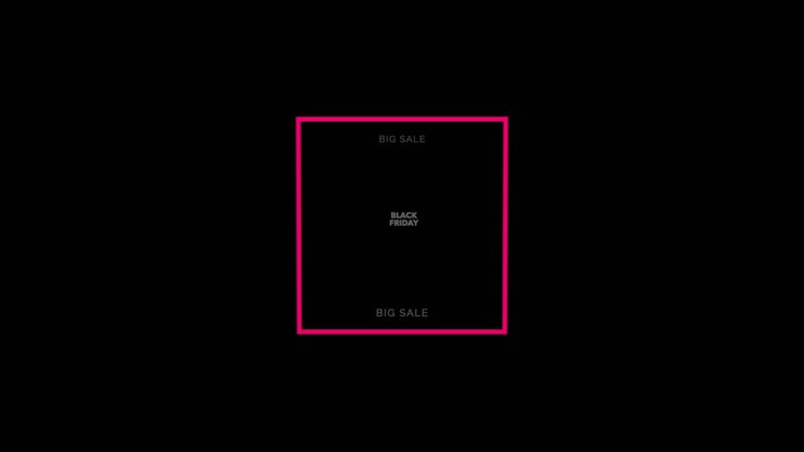 Modern Black Friday and Big Sale text in neon red frame on black gradient