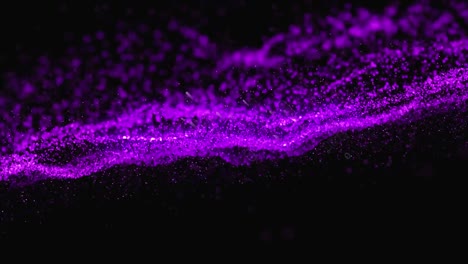 animation of glowing purple mesh and purple light trails on black background