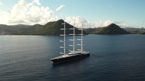 black pearl superyacht in saint lucia, caribbean, in epic slow motion