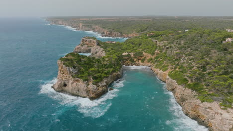 coastal cliff and bay aerial view