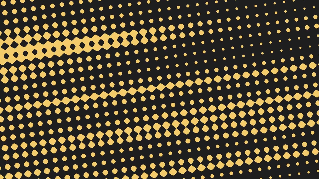 Bold black and yellow dot pattern on dark canvas