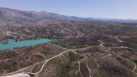 panorama of valleys over green lake in oymapinar dam area in antalya province, turkey