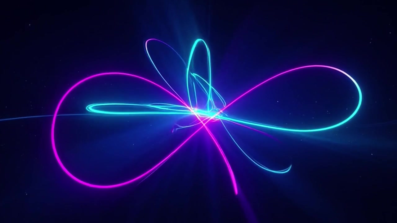 Abstract Neon Light Trails Forming Infinity Symbol