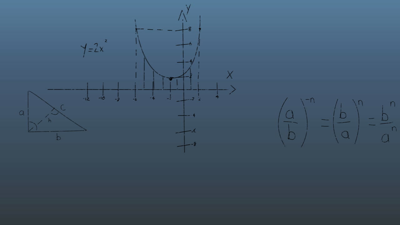Animation of mathematical data processing over dark background