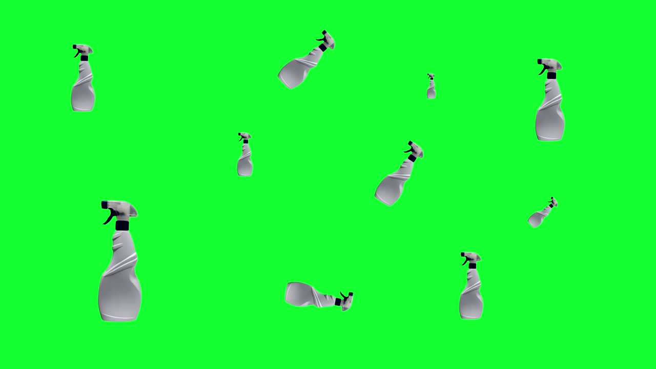 플라스틱 병의 그룹 애니메이션, 편집 가능한 녹색 화면 - 크로마 키 원활한 루프