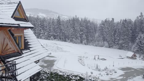 snowy mountain chalet landscape