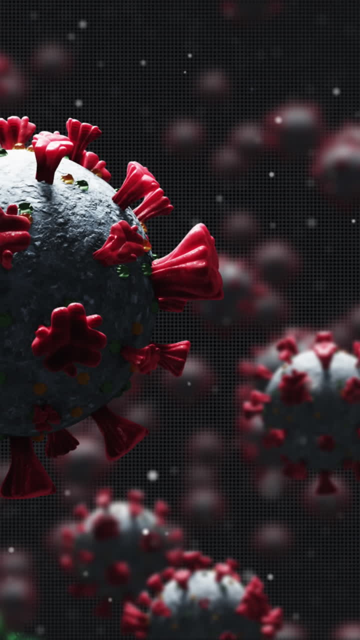 Animation of virus cells over dna and black background