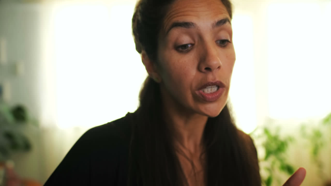 Female blogger interacting about cosmetics 4k