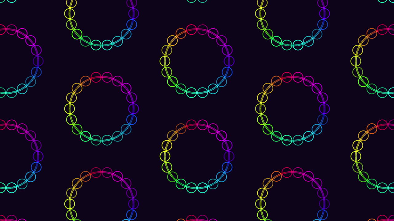 líneas de arco iris patrón circular intrincado en fondo negro