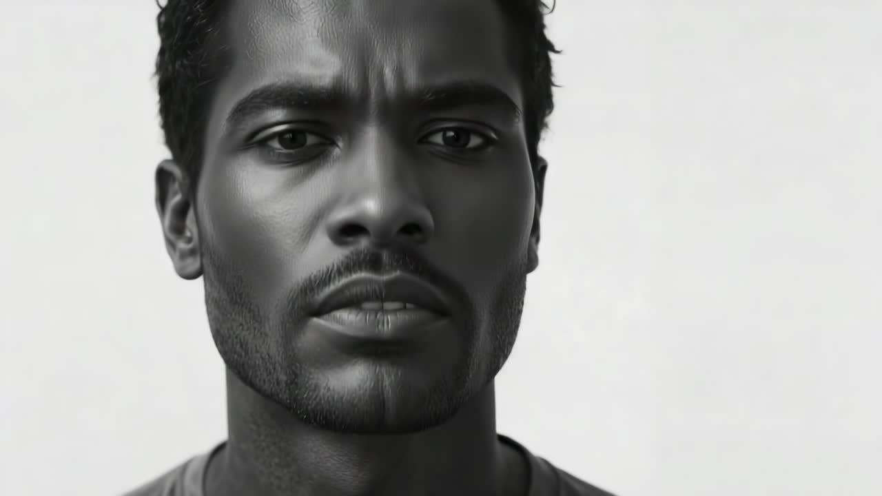 Black and White Close-up Portrait of a Man